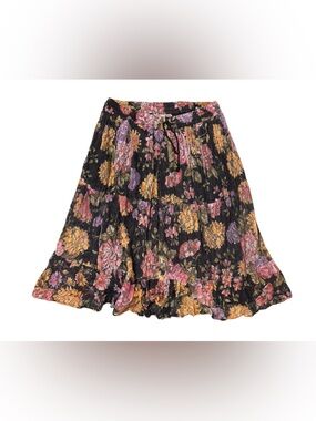 Vintage 90’s Black floral knee length maxi skirt with elastic waistband